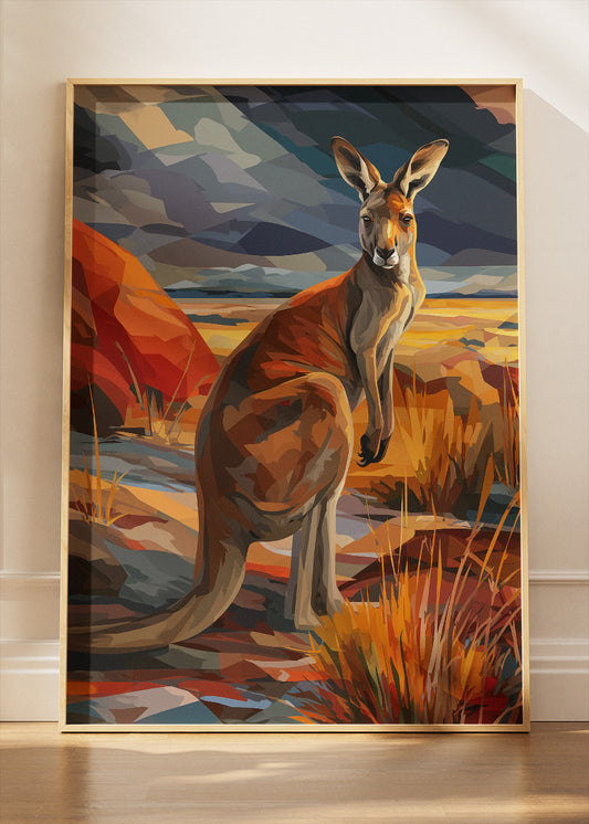 Australian Kangaroo Desert Landscape Canvas &amp; Poster Print – AI PRINT LAB