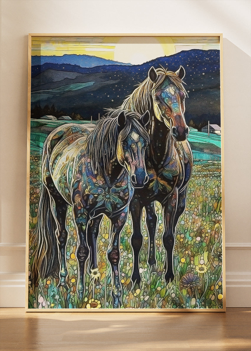 Majestic Horses Meadow Landscape Canvas & Poster Print – AI PRINT LAB