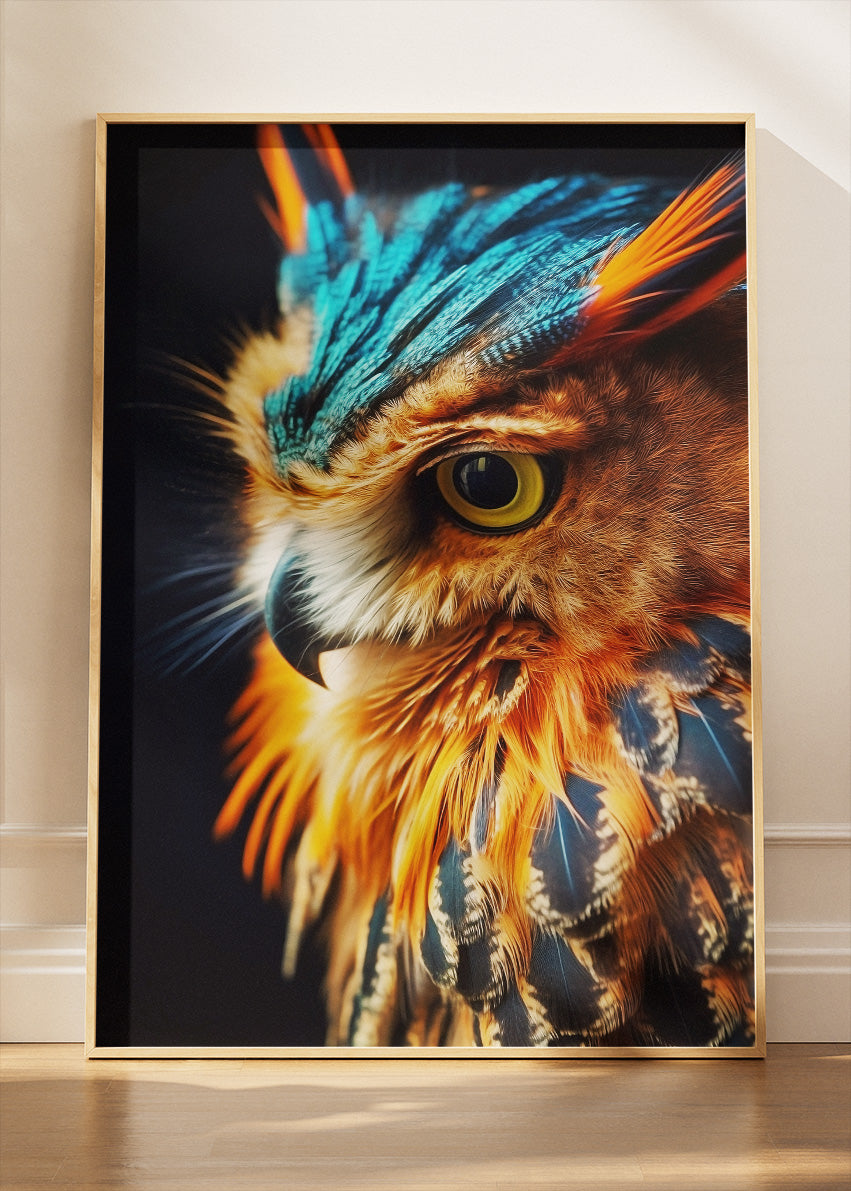 Vibrant Owl Portrait Wildlife Canvas & Poster Print – AI PRINT LAB
