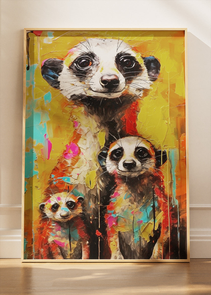 Colorful Meerkat Family Pop Art Canvas & Poster Print – AI PRINT LAB