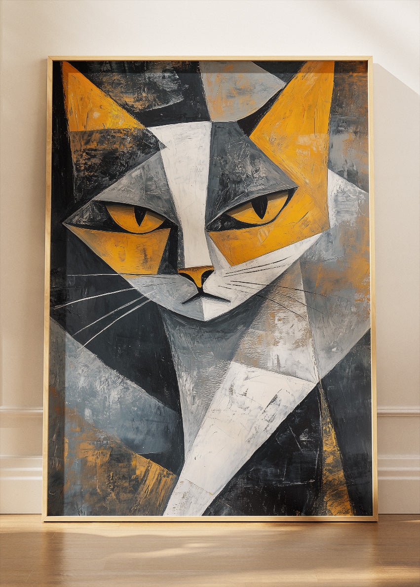Modern Geometric Cat Abstract Canvas & Poster Print – AI PRINT LAB