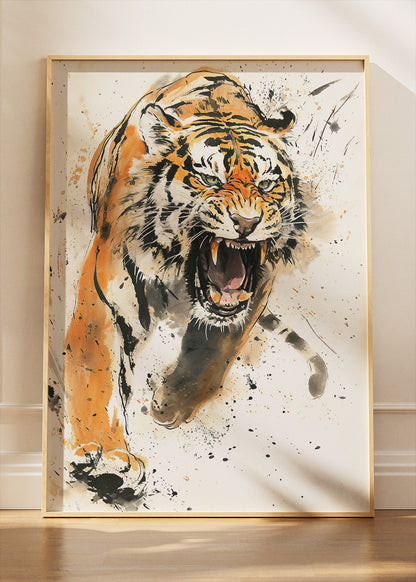 Fierce Tiger Ink Splash Canvas & Poster Print – AI PRINT LAB