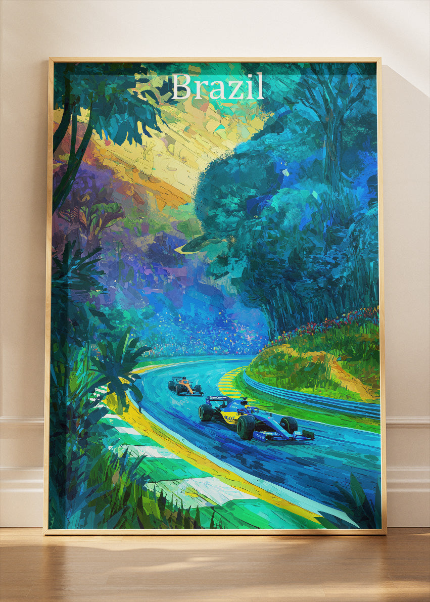 Brazil Formula One Forest Circuit Poster & Canvas | Cinematic Motorsport Wall Art