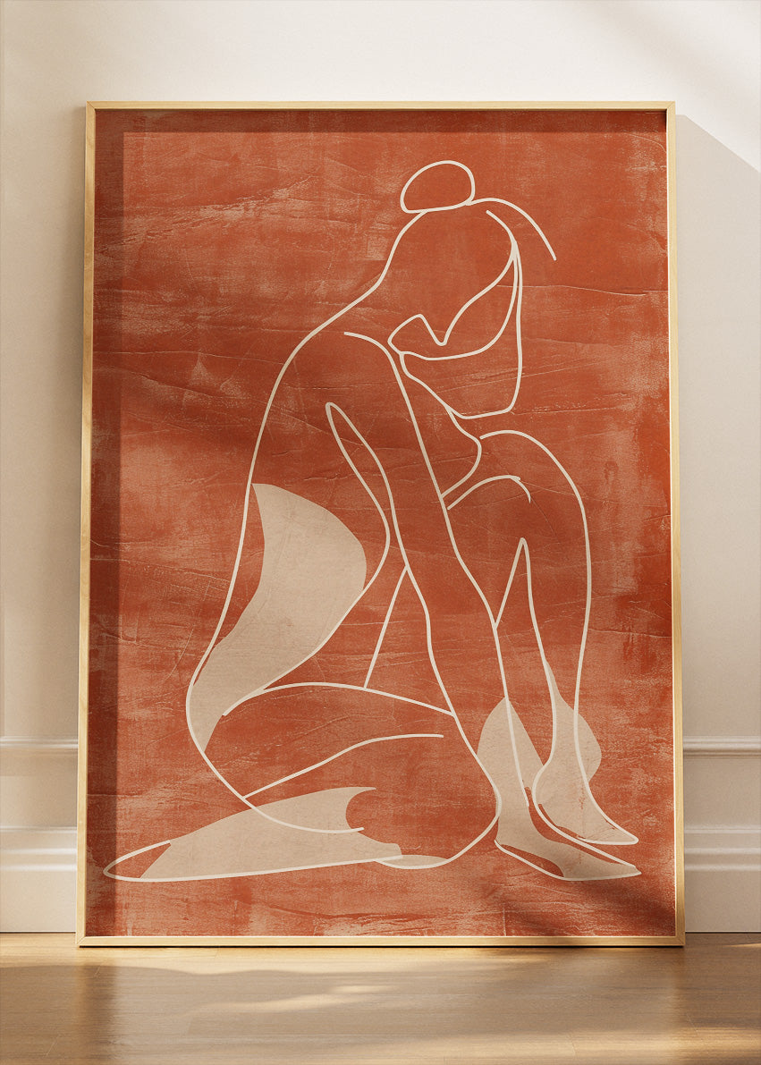 Terracotta Minimalist Figure Canvas & Poster Print – AI PRINT LAB