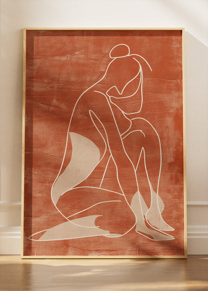 Terracotta Minimalist Figure Canvas & Poster Print – AI PRINT LAB