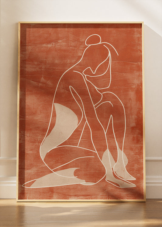 Terracotta Minimalist Figure Canvas & Poster Print – AI PRINT LAB