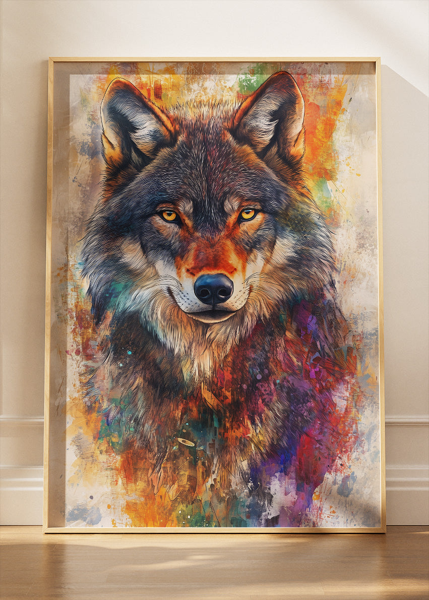 Colorful Wolf Portrait Canvas & Poster Print – AI PRINT LAB