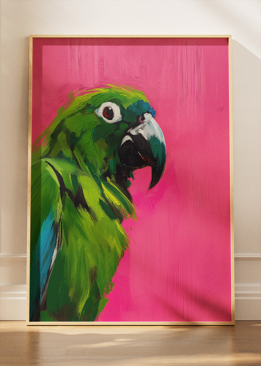 Colorful Green Parrot Pop Art Canvas & Poster Print – AI PRINT LAB