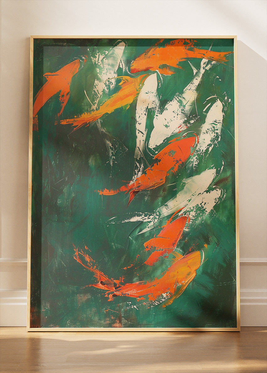 Abstract Koi Fish Painting Canvas & Poster Print – AI PRINT LAB