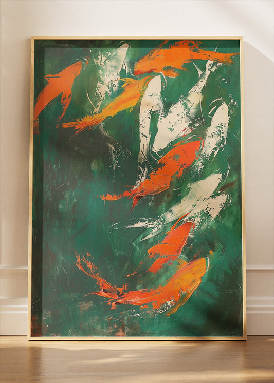 Abstract Koi Fish Painting Canvas & Poster Print – AI PRINT LAB