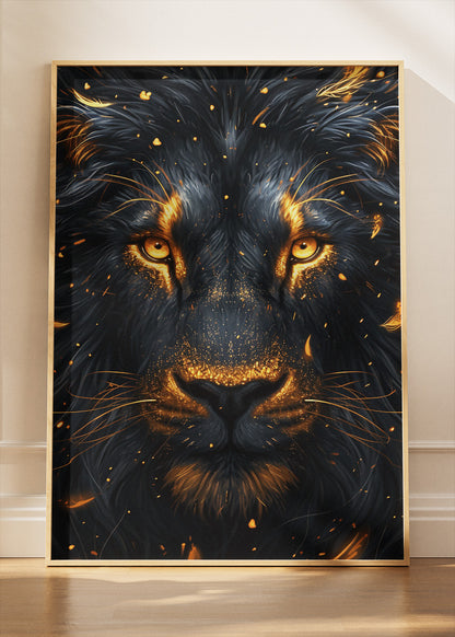 Golden Lion Dark Portrait Canvas & Poster Print – AI PRINT LAB