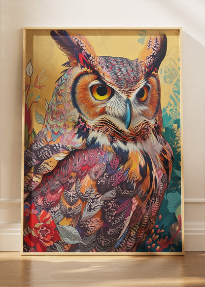 Colorful Ornate Owl Canvas & Poster Print – AI PRINT LAB