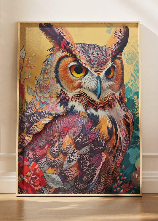 Colorful Ornate Owl Canvas & Poster Print – AI PRINT LAB