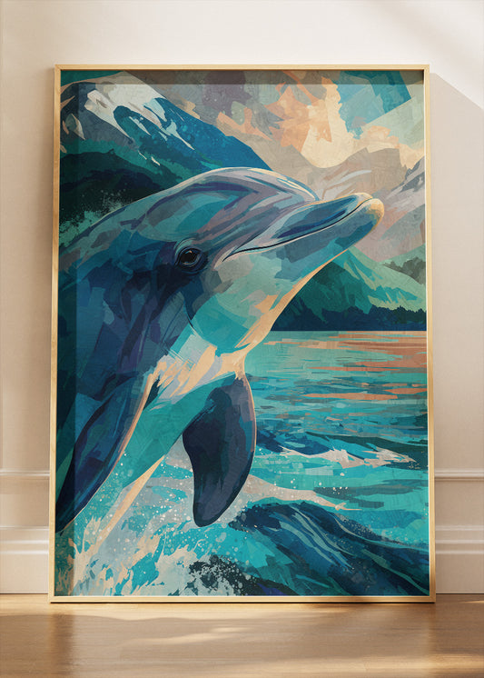 Ocean Dolphin Landscape Canvas & Poster Print – AI PRINT LAB