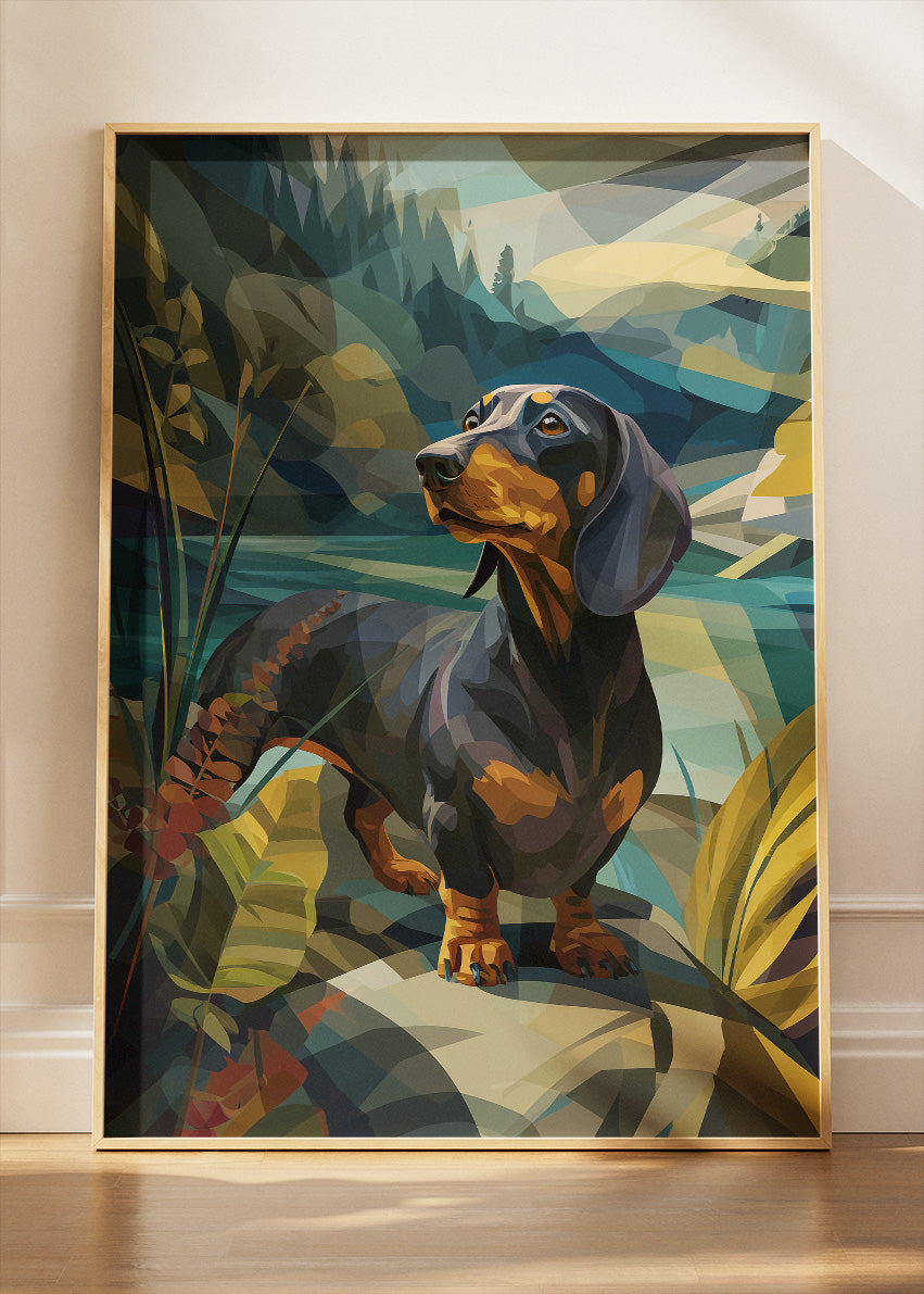 Geometric Dachshund Nature Canvas & Poster Print – AI PRINT LAB