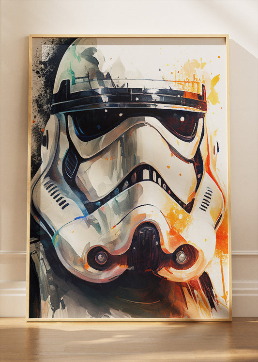 Stormtrooper – Watercolor Sci-Fi Helmet Canvas & Poster Print – AI PRINT LAB