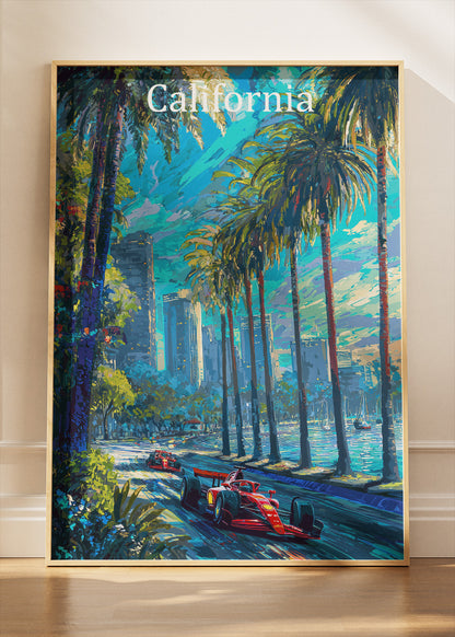 California Formula One Palm Street Circuit Poster & Canvas | Cinematic Motorsport Wall Art