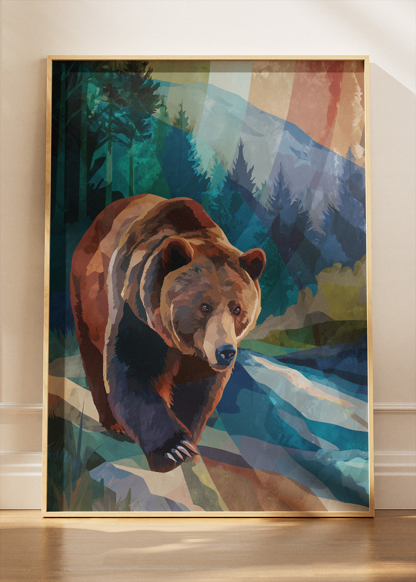 Majestic Brown Bear Forest Canvas & Poster Print – AI PRINT LAB