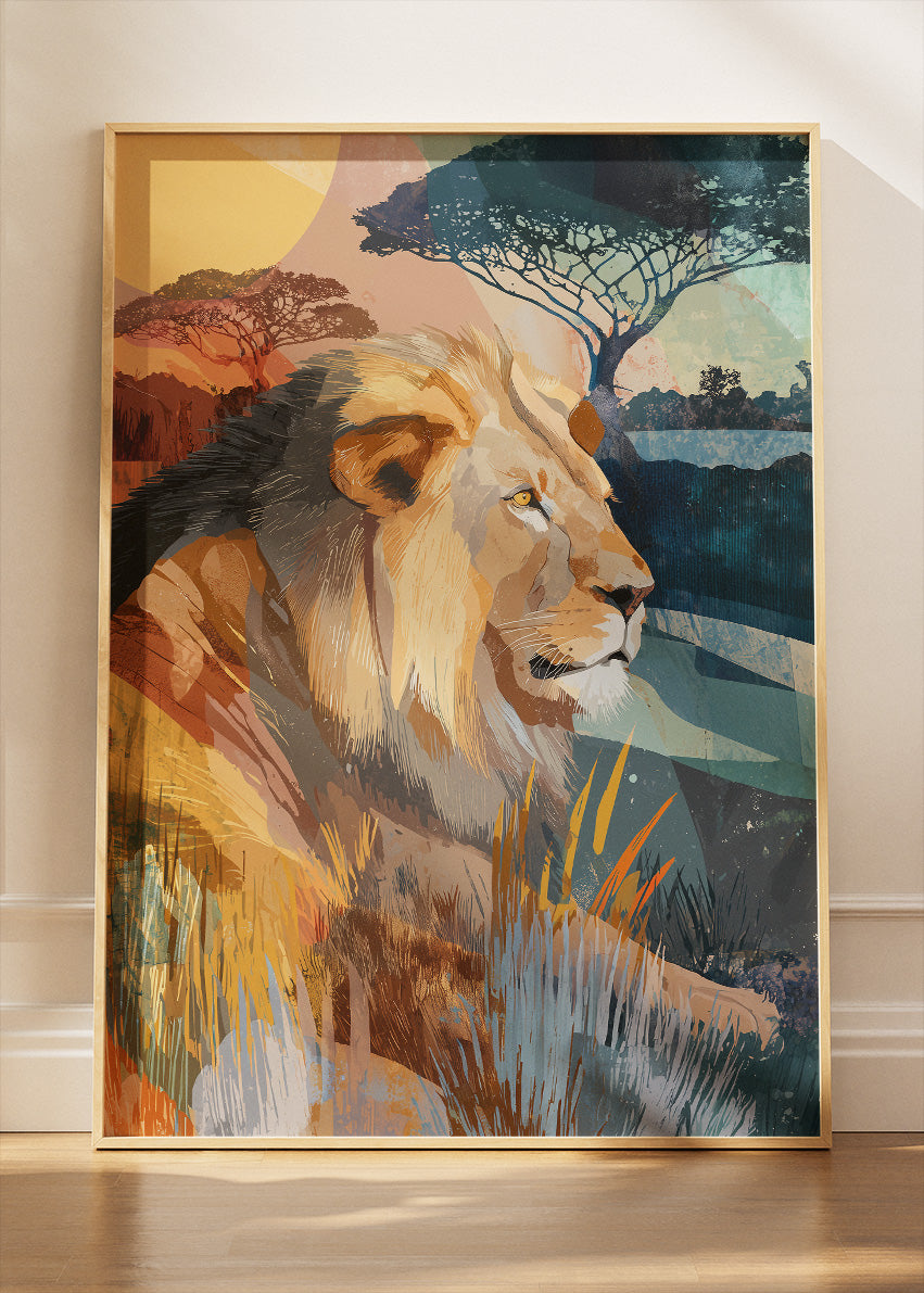 African Lion Savannah Canvas & Poster Print – AI PRINT LAB