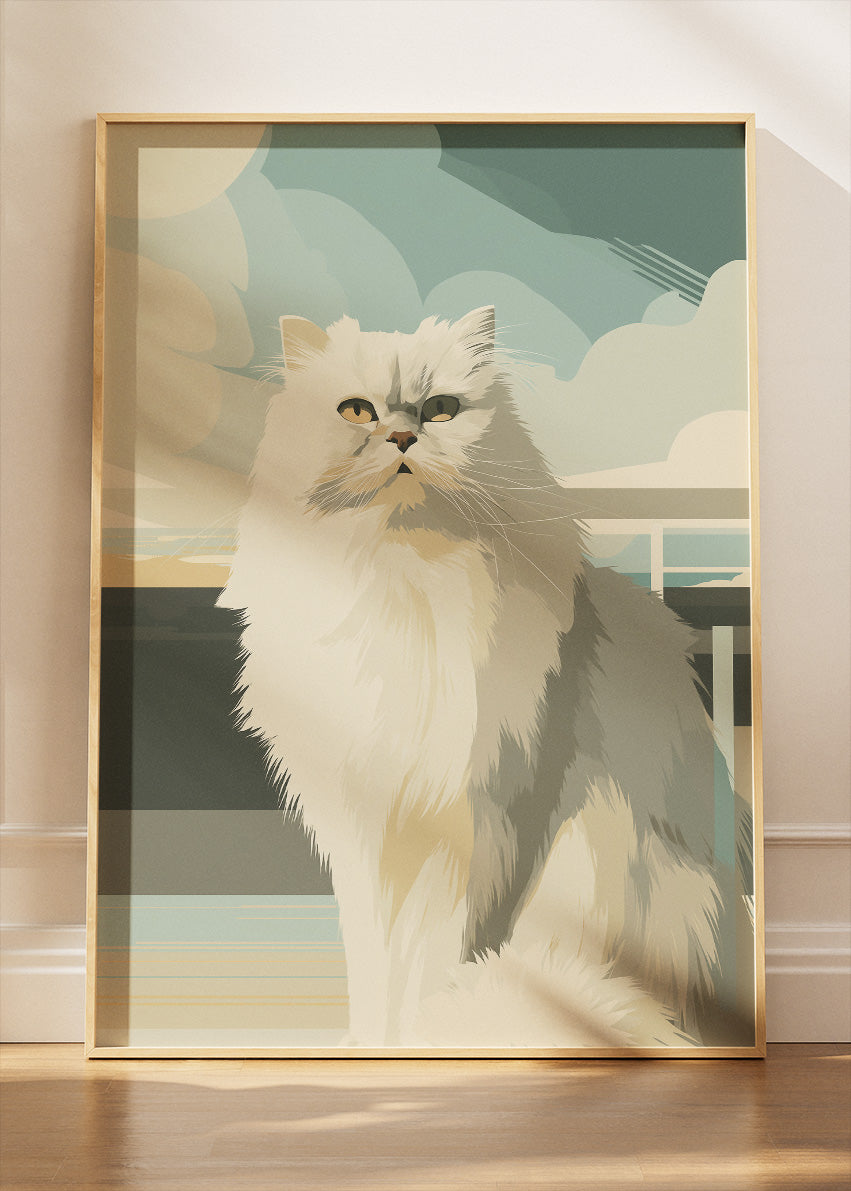 Elegant Persian Cat Minimal Canvas & Poster Print – AI PRINT LAB