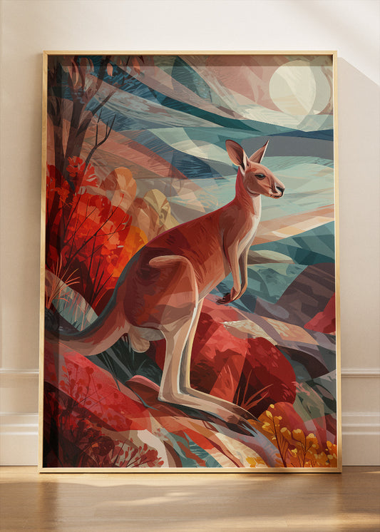 Australian Kangaroo Landscape Canvas & Poster Print – AI PRINT LAB