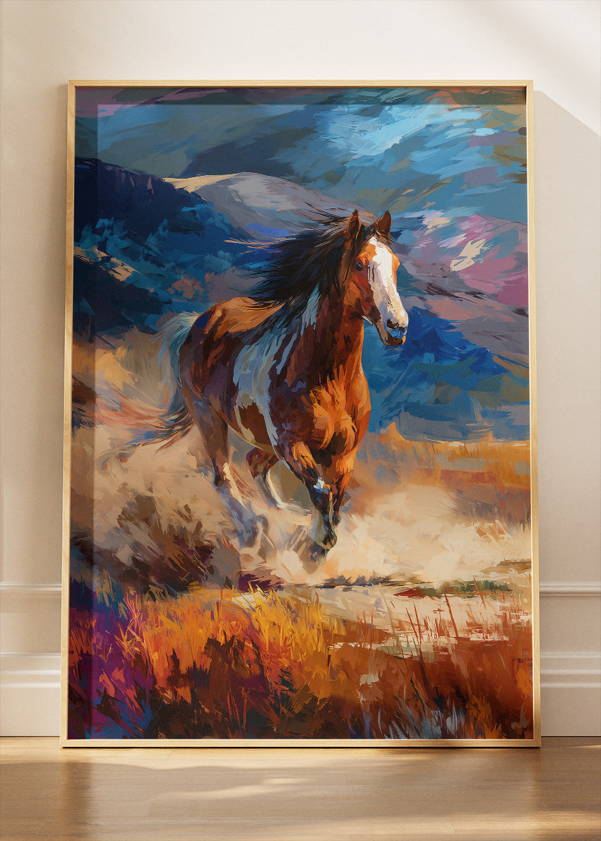 Wild Running Horse Mountain Canvas & Poster Print – AI PRINT LAB