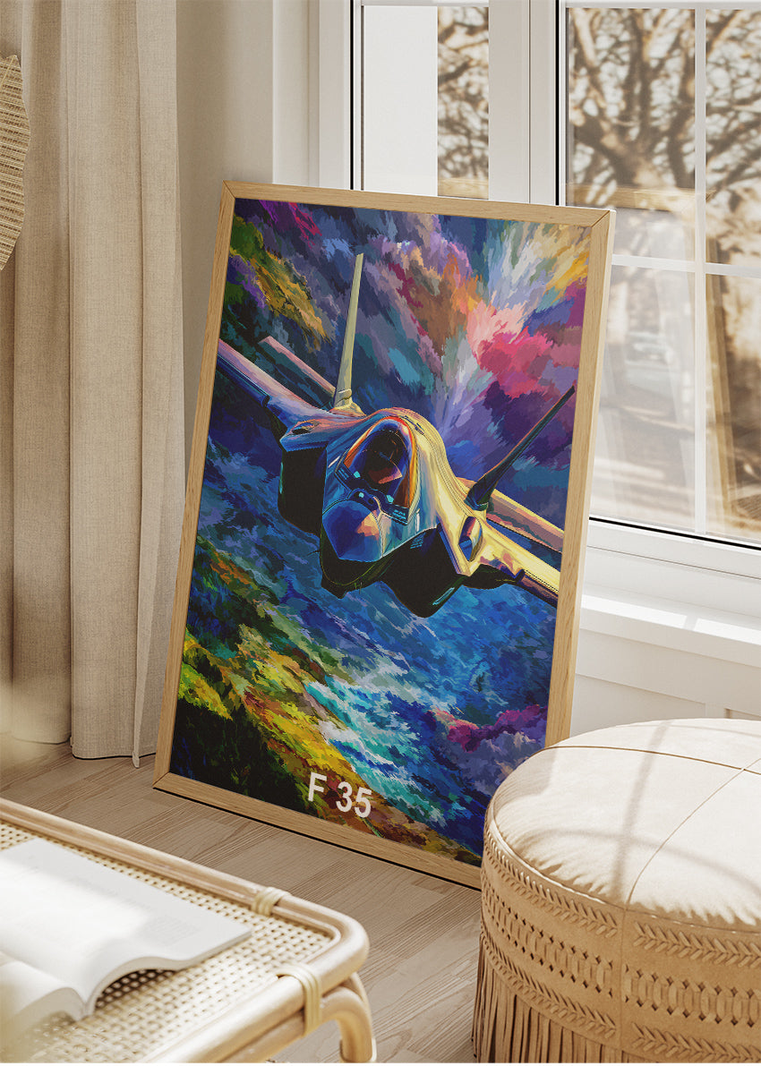 F-35 Lightning II Poster & Canvas Print – Vibrant Stealth Jet Wall Art