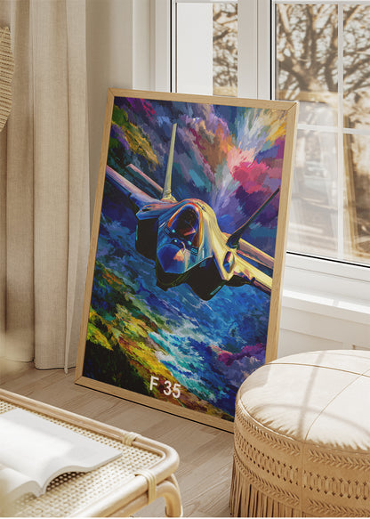 F-35 Lightning II Poster & Canvas Print – Vibrant Stealth Jet Wall Art