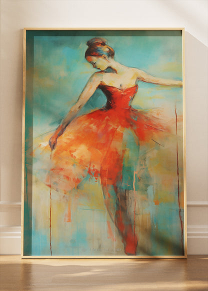 Abstract Ballerina in Red Dress Canvas & Poster Print – AI PRINT LAB