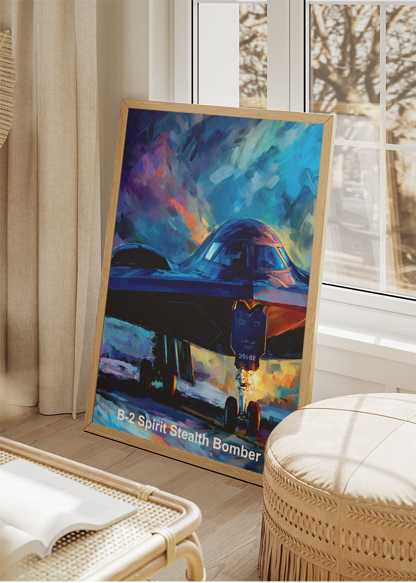 B-2 Spirit Stealth Bomber Canvas Print – Vibrant Military Aviation Art