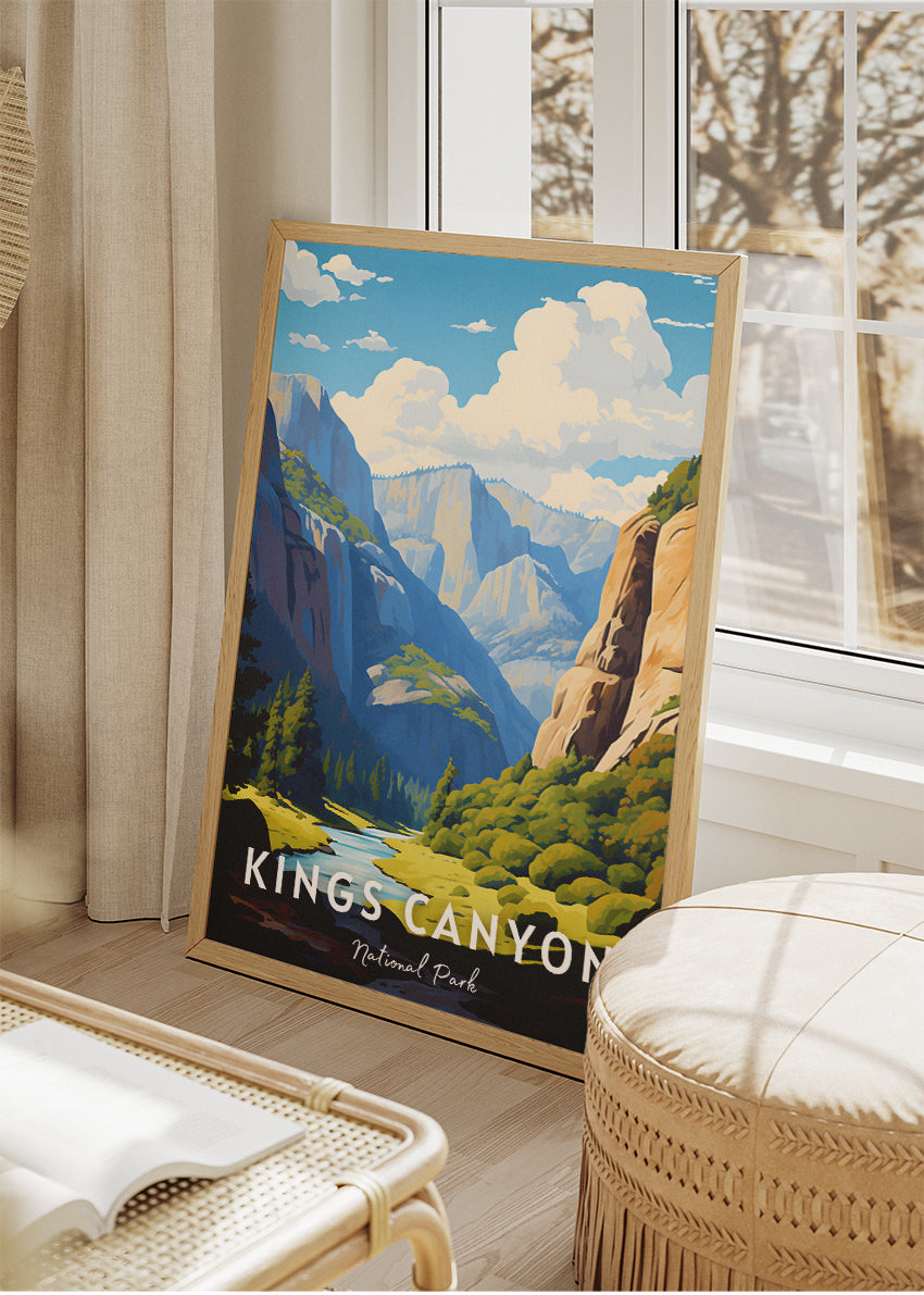 Kings Canyon National Park Poster & Canvas Print – Mountain Landscape Illustration Wall Art