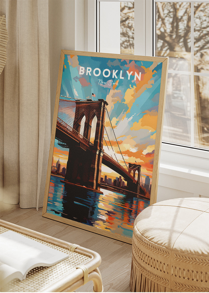 Brooklyn New York Poster & Canvas Print – Vibrant Skyline Wall Art