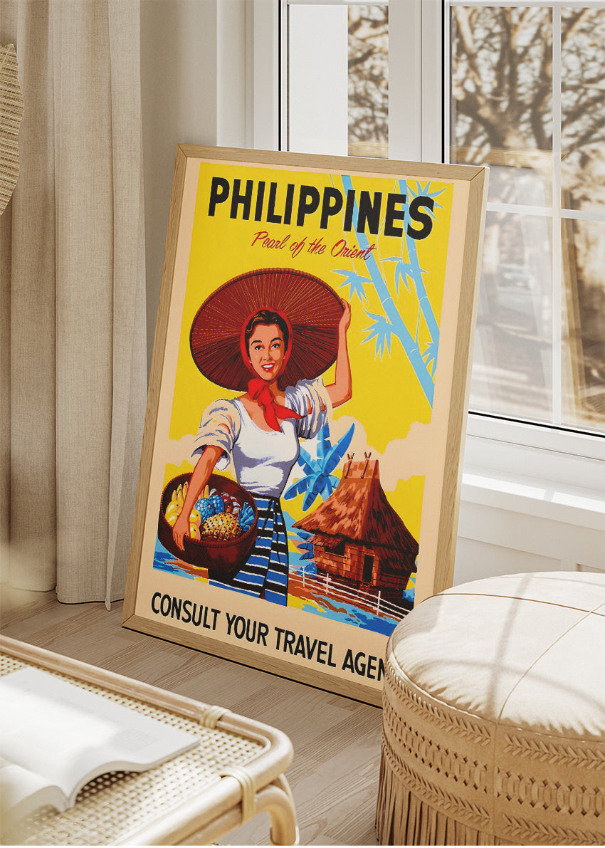 Philippines Vintage Poster & Canvas Print – Retro Pearl of the Orient Travel Art