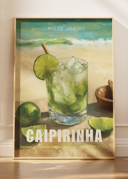 Caipirinha Cocktail Poster & Canvas Print | Rio de Janeiro Beach Bar Wall Art