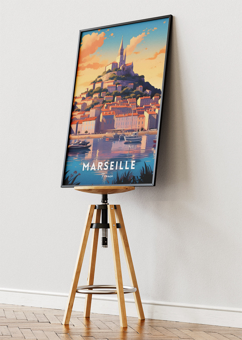 Marseille France Poster & Canvas Print – Vintage Coastal Cityscape Art