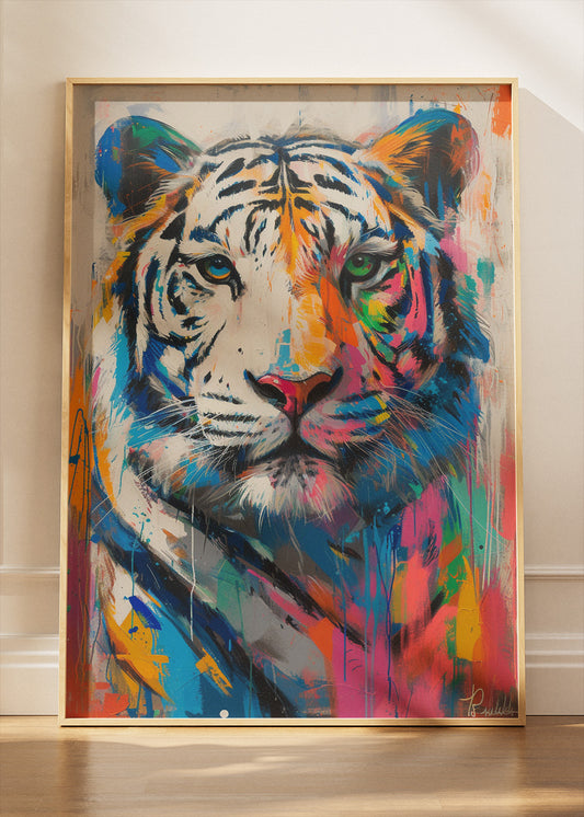 Colorful White Tiger Pop Art Canvas & Poster Print – AI PRINT LAB