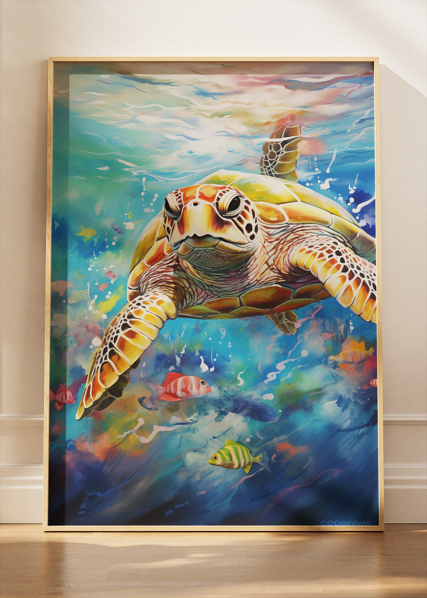 Colorful Sea Turtle Ocean Canvas & Poster Print – AI PRINT LAB