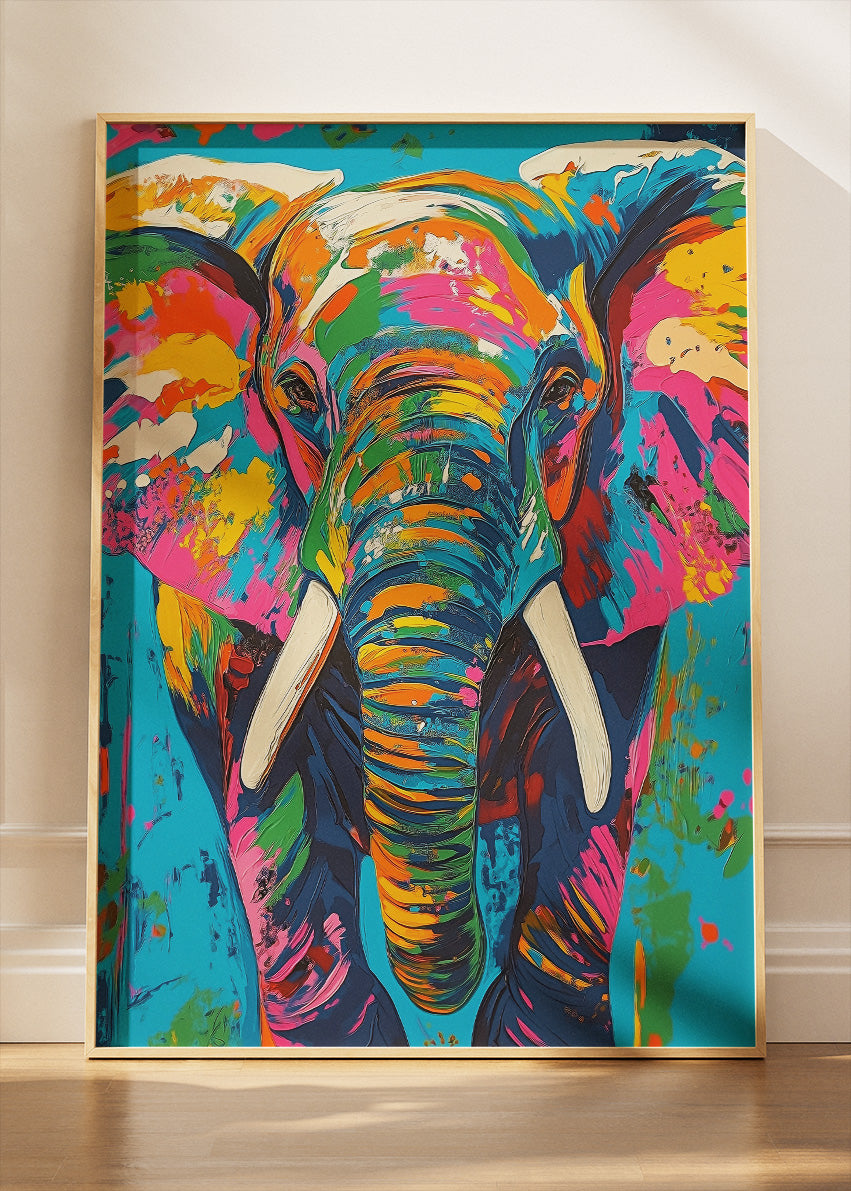 Colorful Elephant Pop Art Canvas & Poster Print – AI PRINT LAB