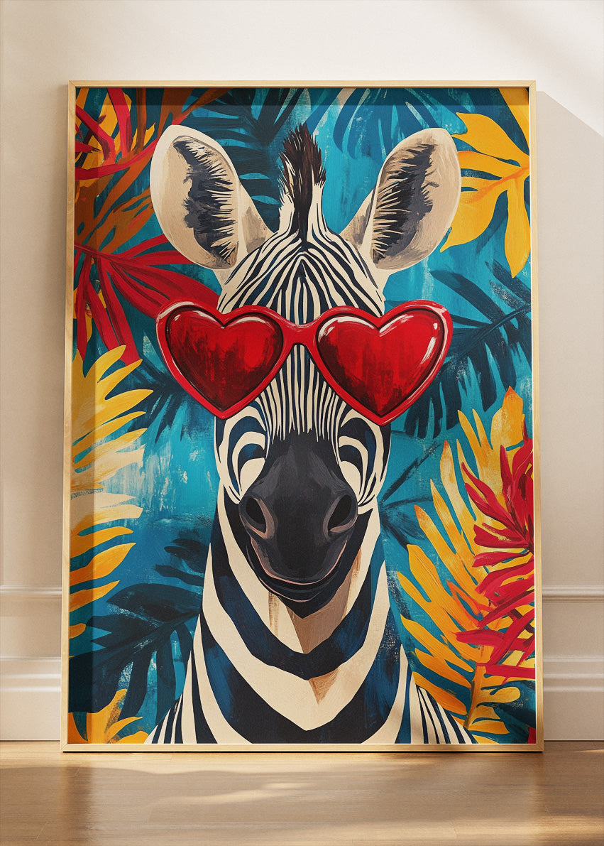 Stylish Zebra Heart Glasses Canvas & Poster Print – AI PRINT LAB