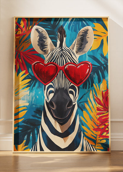Stylish Zebra Heart Glasses Canvas & Poster Print – AI PRINT LAB