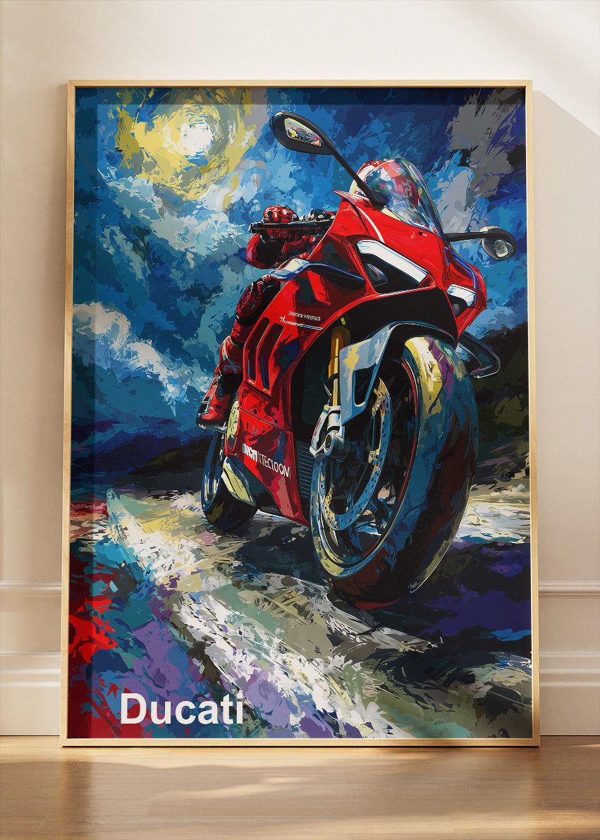 Ducati Night Rider Speed Art Poster & Canvas
