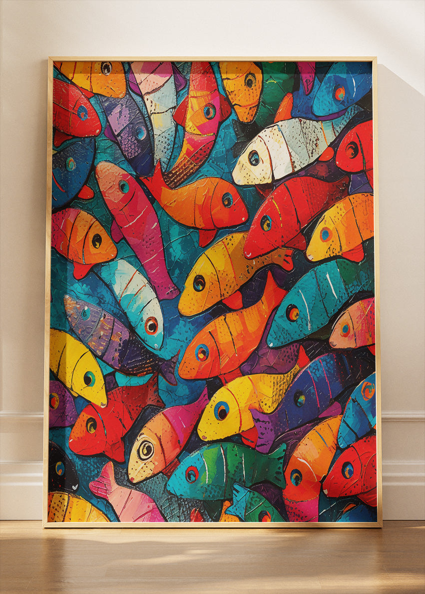 Colorful Abstract Fish Canvas Print & Poster – Vibrant Ocean Wall Art – AI PRINT LAB