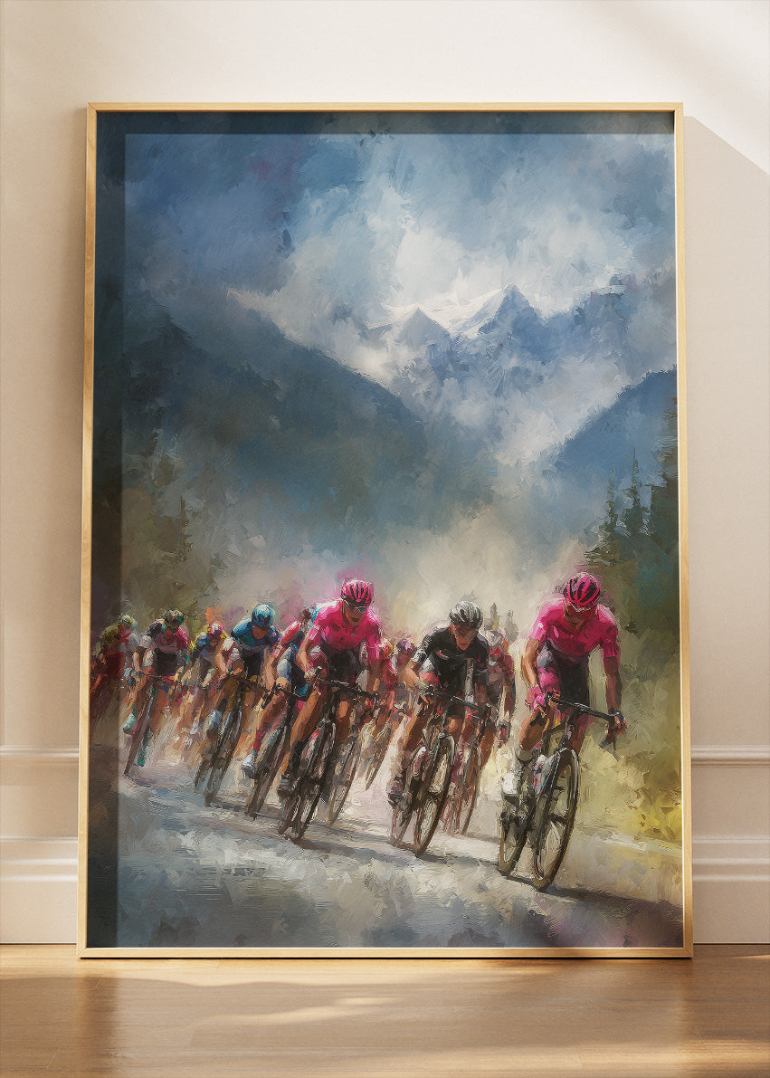 Mountain Peloton Cycling Art Print & Canvas – High Alpine Charge