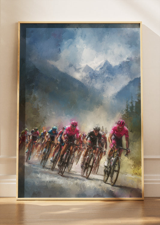Mountain Peloton Cycling Art Print & Canvas – High Alpine Charge