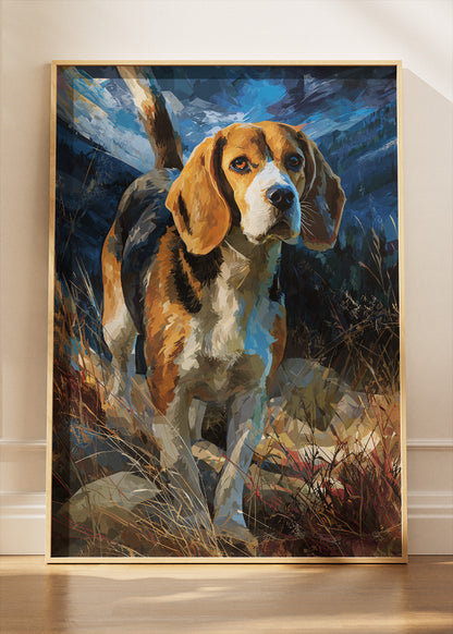 Majestic Beagle Dog Canvas Print & Poster – Expressive Hunting Dog Wall Art – AI PRINT LAB