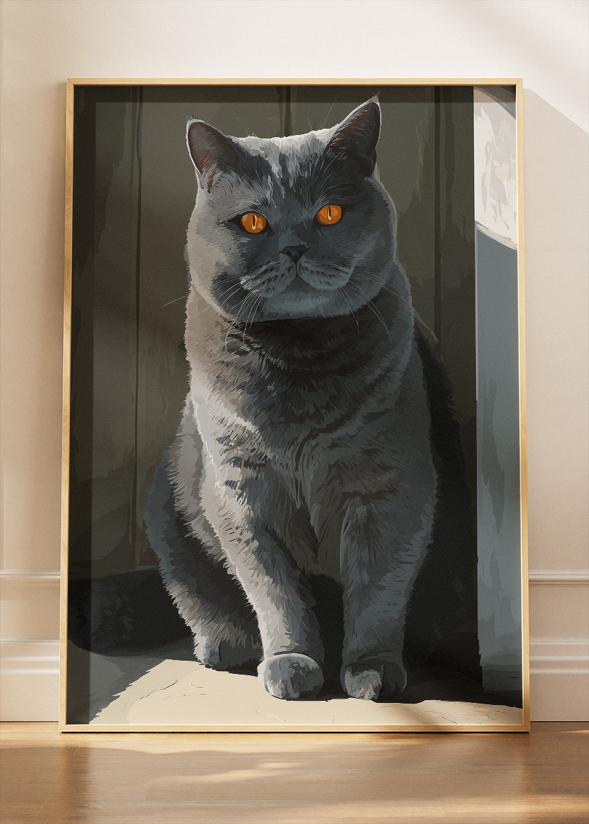 Majestic Grey Cat Canvas Print & Poster – Elegant Cat Wall Art – AI PRINT LAB