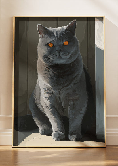 Majestic Grey Cat Canvas Print & Poster – Elegant Cat Wall Art – AI PRINT LAB