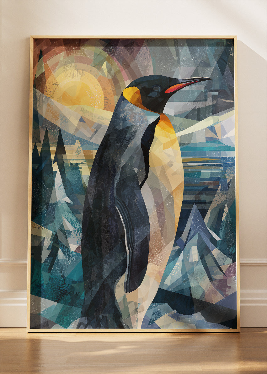 Geometric Emperor Penguin Canvas Print & Poster – Modern Arctic Wildlife Wall Art – AI PRINT LAB