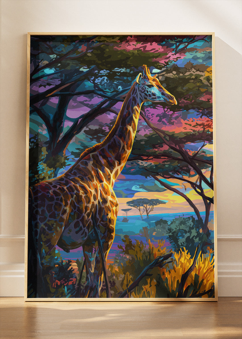 Colorful Safari Giraffe Canvas Print & Poster – Vibrant African Wildlife Wall Art – AI PRINT LAB