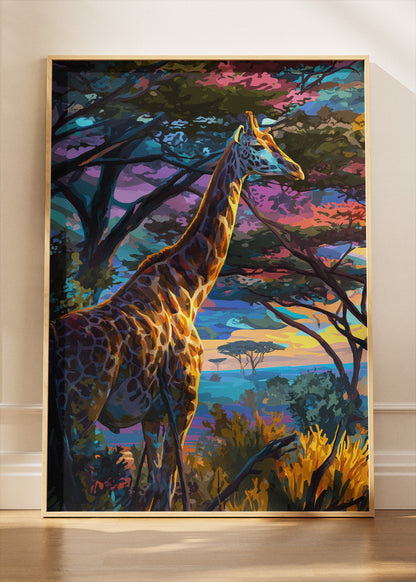 Colorful Safari Giraffe Canvas Print & Poster – Vibrant African Wildlife Wall Art – AI PRINT LAB